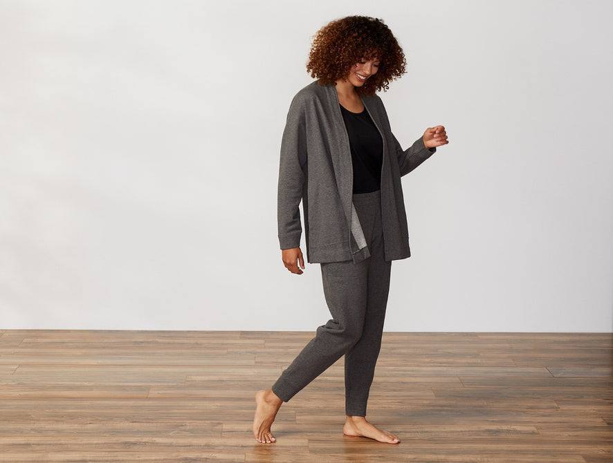 Women's Dillon Organic French Terry Cardigan | Charcoal Heather