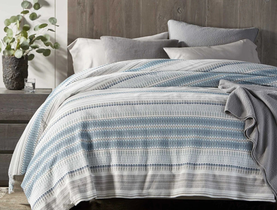 Lost Coast Organic Duvet Cover | Marine w/Grays