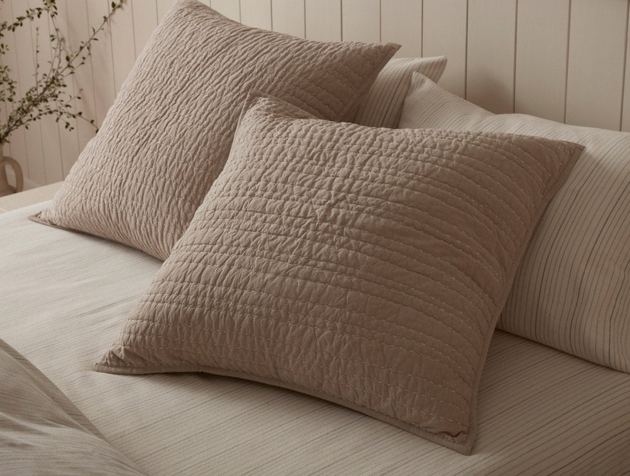 Channel Handstitched Organic Quilt | Hazel Chambray