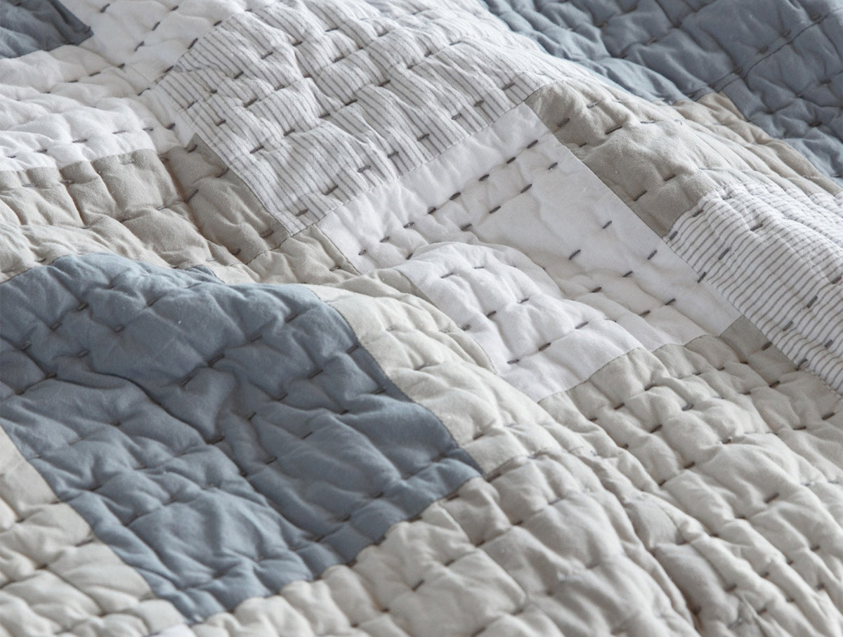 Seascape Patchwork Organic Quilt - Renewed
