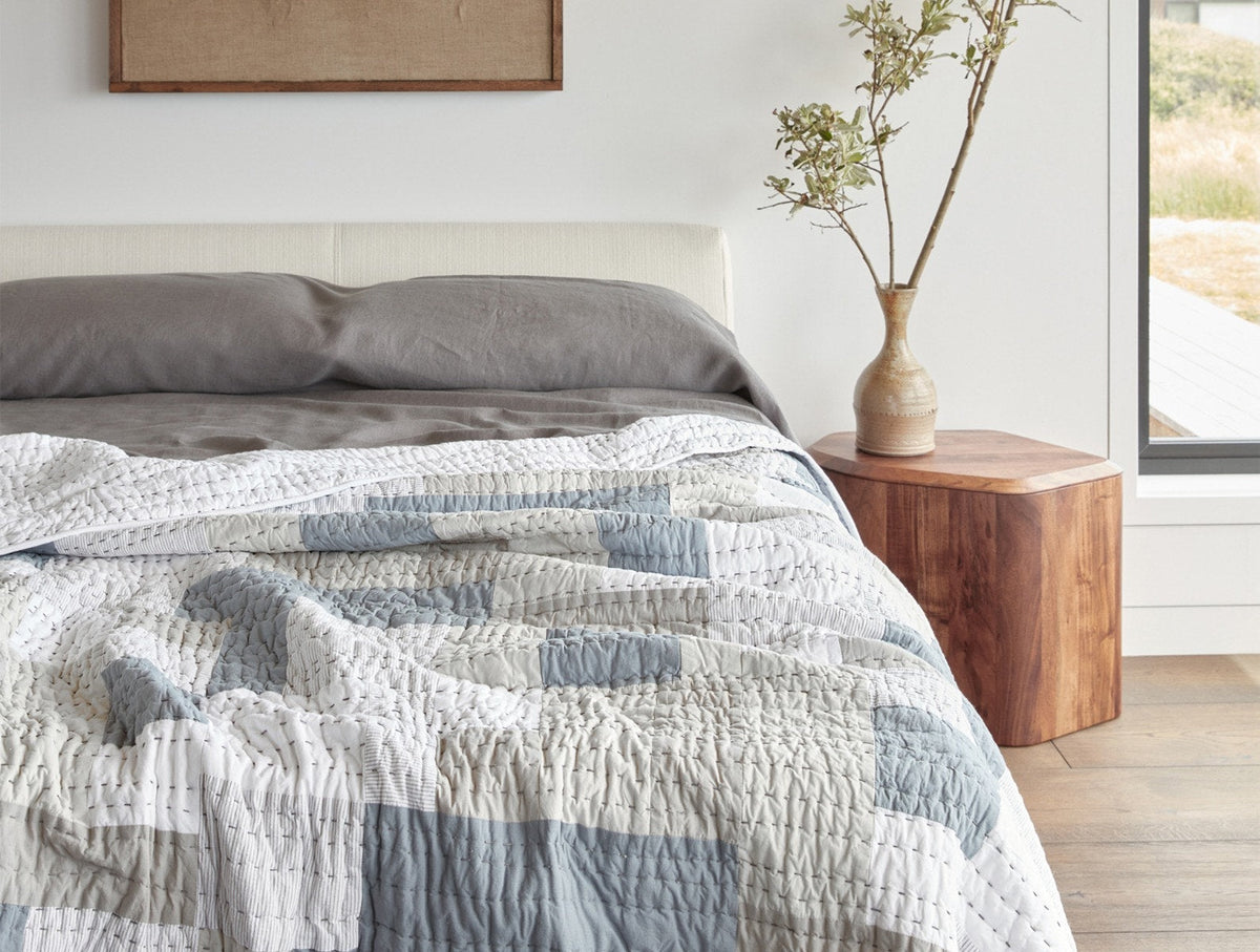 Seascape Patchwork Organic Quilt - Renewed