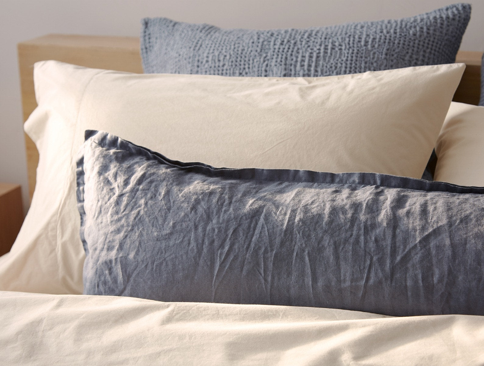 Coyuchi Organic Relaxed Linen Lumbar Pillow Cover Natural Chambray