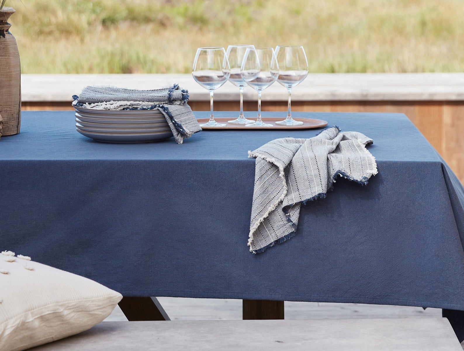 Fringe Stripe Organic Napkin, Set of 4 