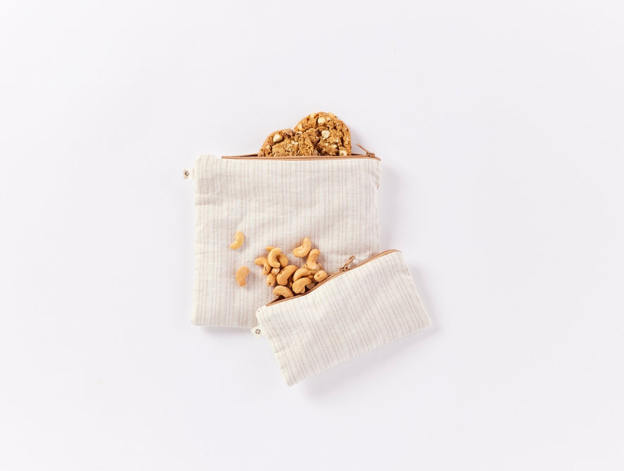 Coyuchi Conserve Organic Snack Bags | Steel Blue/Stripe