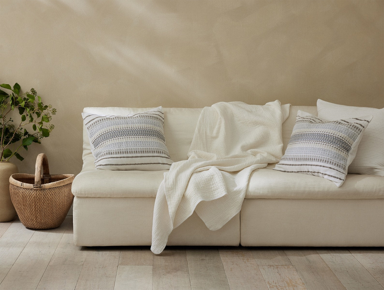 Coyuchi Organic Cotton Latex Throw Pillow Undyed