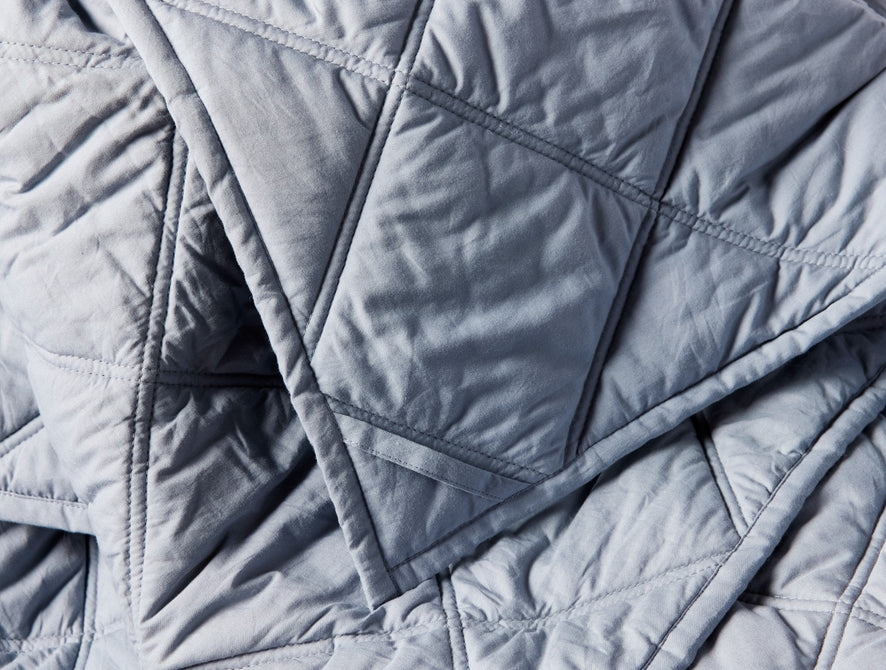 Diamond-Stitched Organic Cotton Comforter | Steel Blue