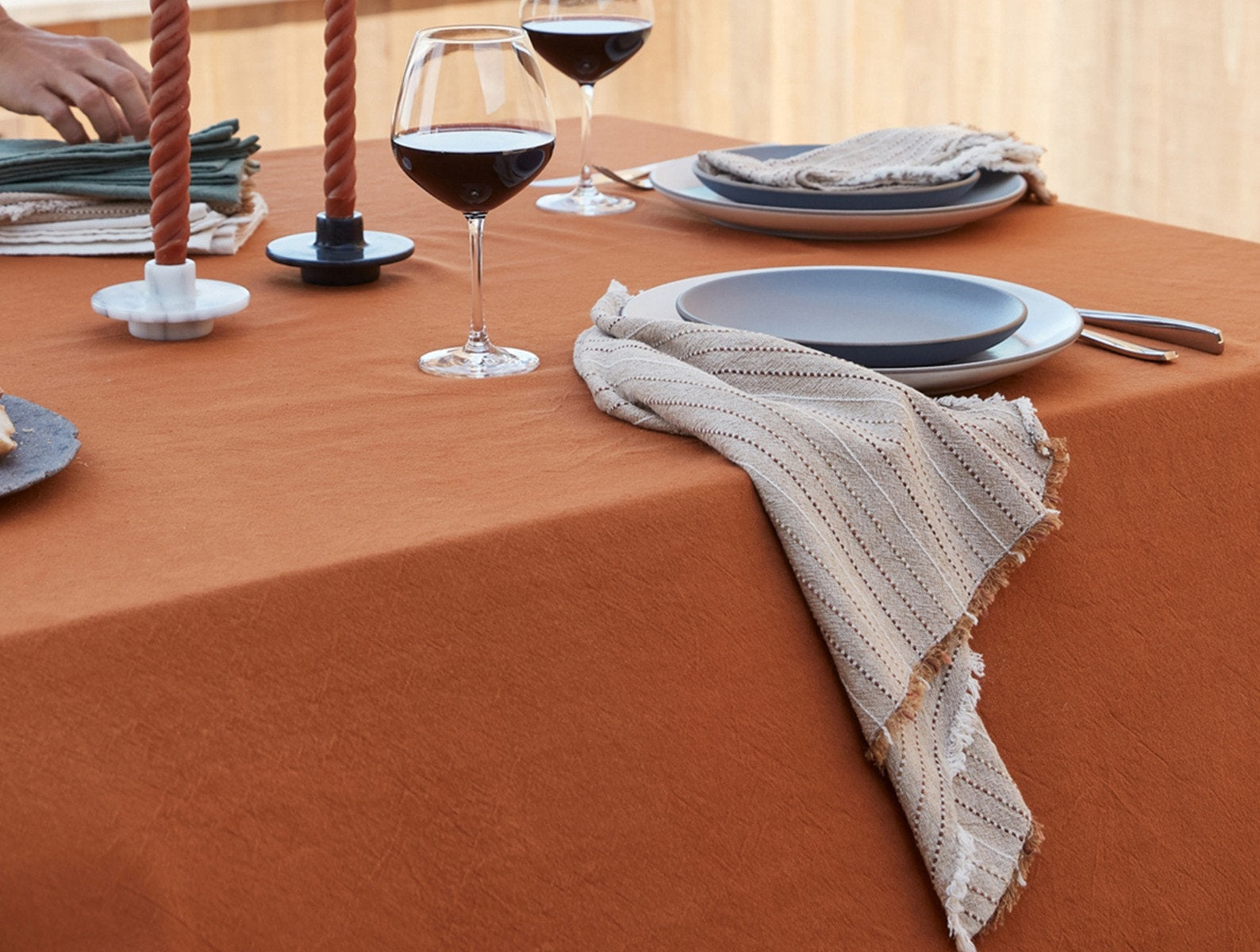 Coyuchi Fringe Stripe Napkins - Thumbnail 2