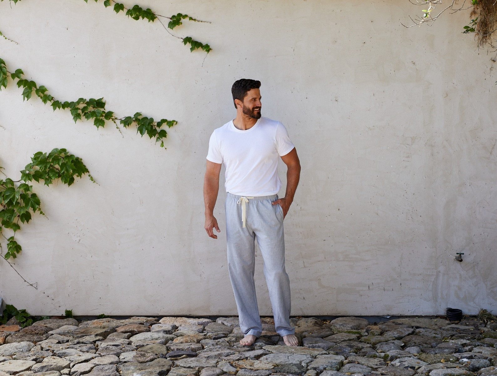 Buy Men's White Striped Cotton Lounge Pants Online in India at Bewakoof