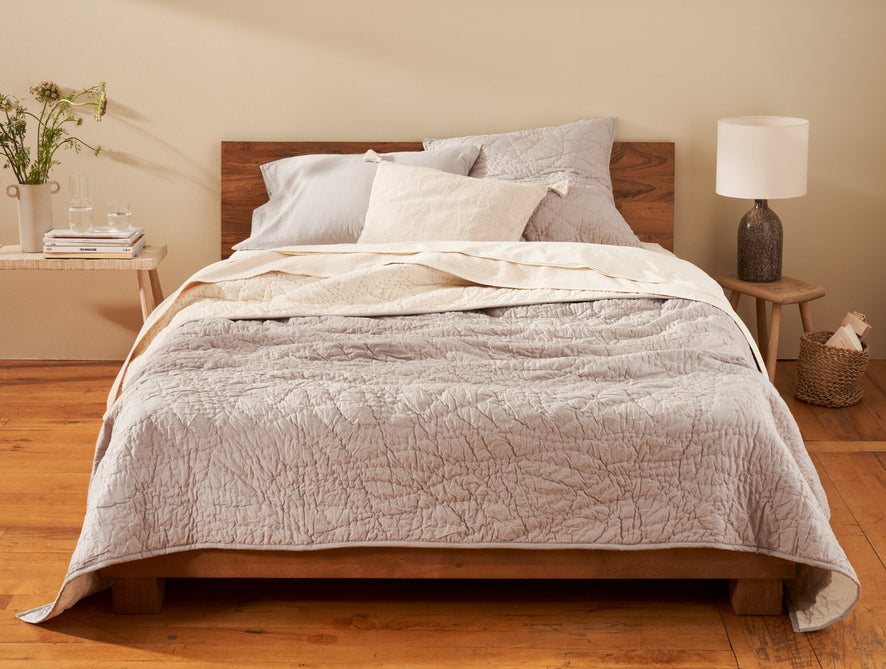 Manzanita Organic Handstitched Quilt | Steel Blue