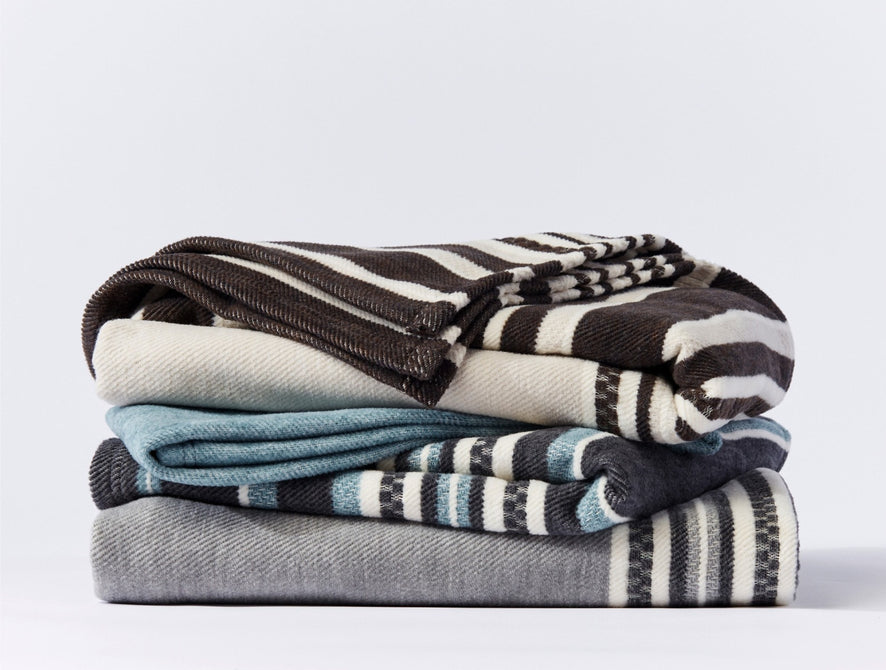 Mariposa Supersoft Organic Cotton Blanket | Gray Multi Stripe