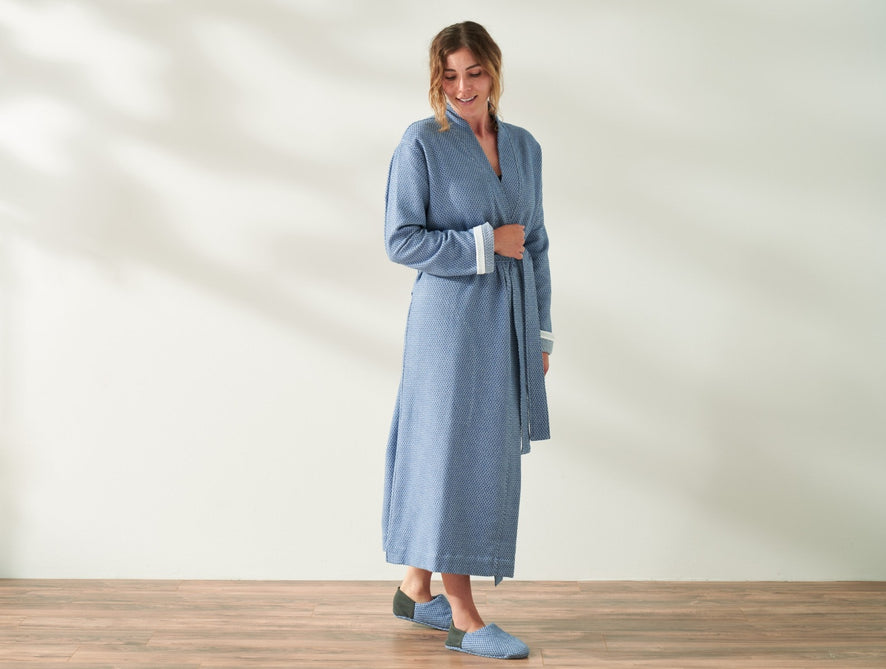 Unisex Mediterranean Organic Modern Robe | Lake