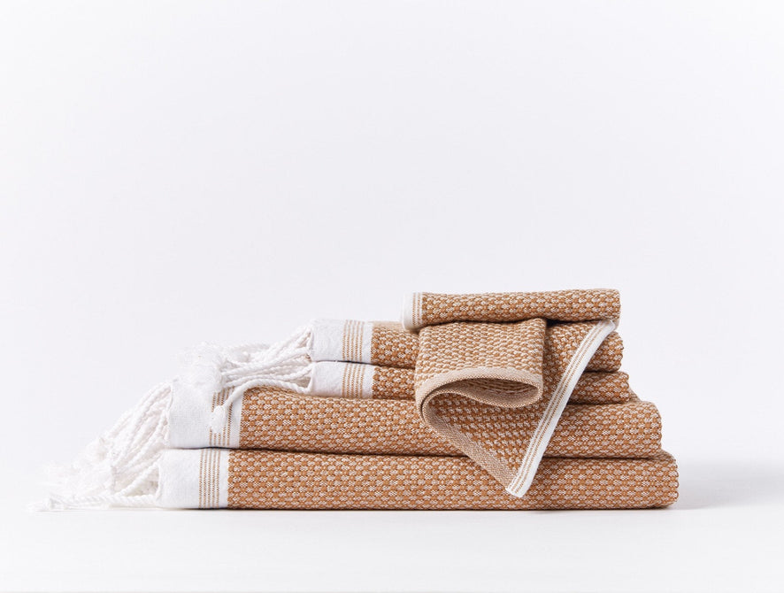 Mediterranean Organic 6 pc Set (2 bath towels, 2 guest towels, 2 wash cloths) | Coyuchi Cotton w/Rust