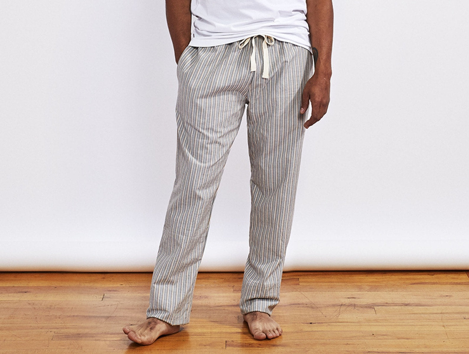 Men's Striped Organic Crinkled Pajama Pants 