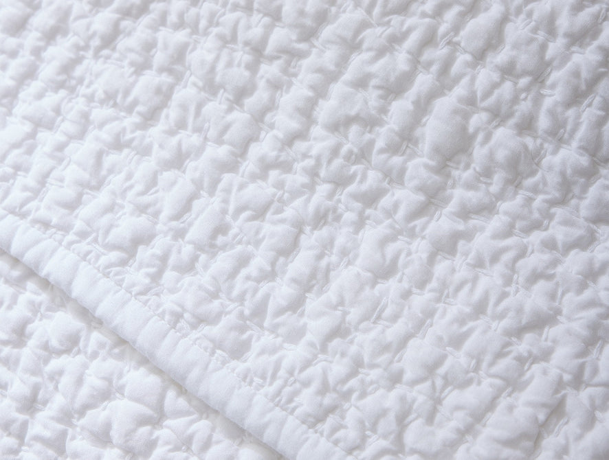 Pebbled Handstitched Organic Quilt  | Alpine White