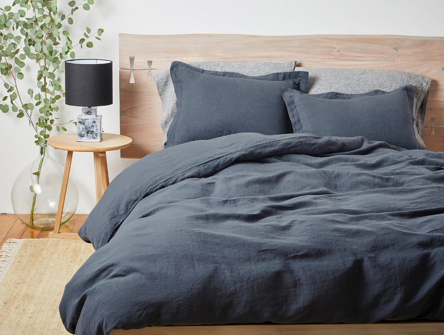 Organic Relaxed Linen Duvet Cover | Harbor Blue