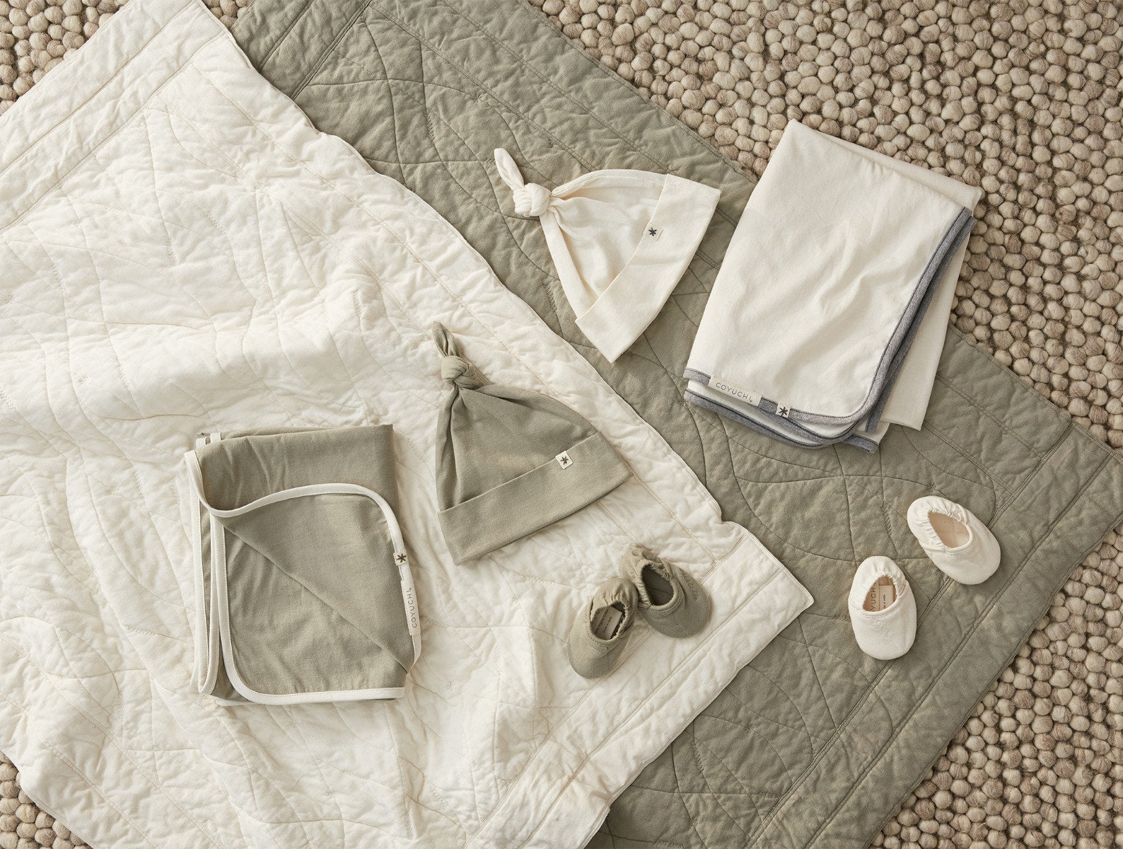 Remi Organic Jersey Baby Blanket + Beanie Set Coyuchi