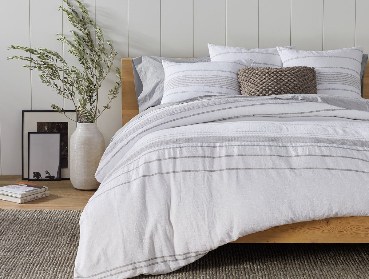 Rippled Stripe Organic Duvet Cover