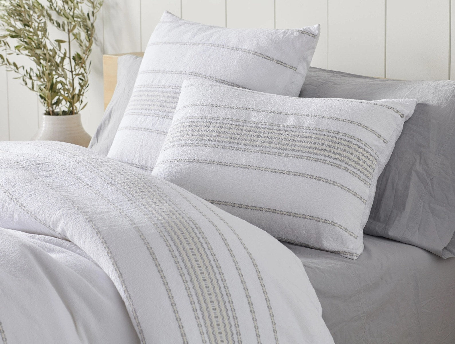 Rippled Stripe Organic Duvet Cover 