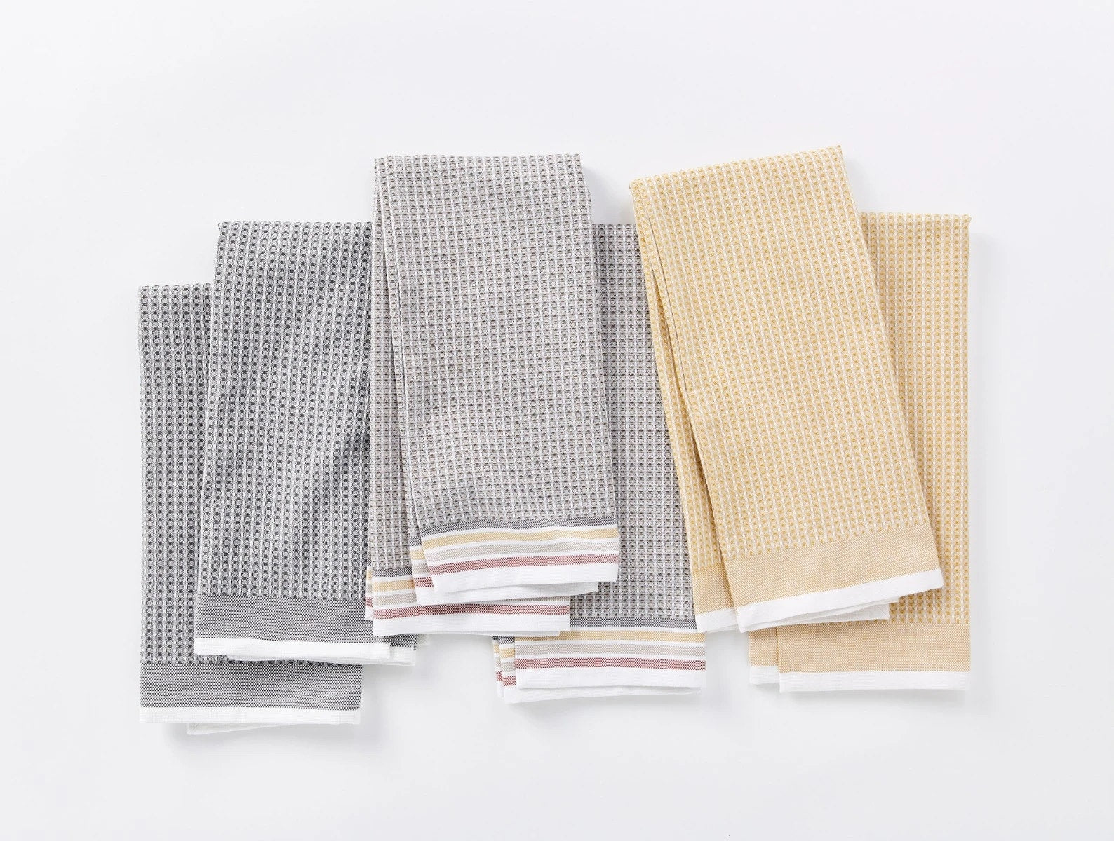 Kitchen Dish Towels, 16 Inch x 25 Inch Bulk Cotton Kitchen Towels and  Dishcloths Set, 6