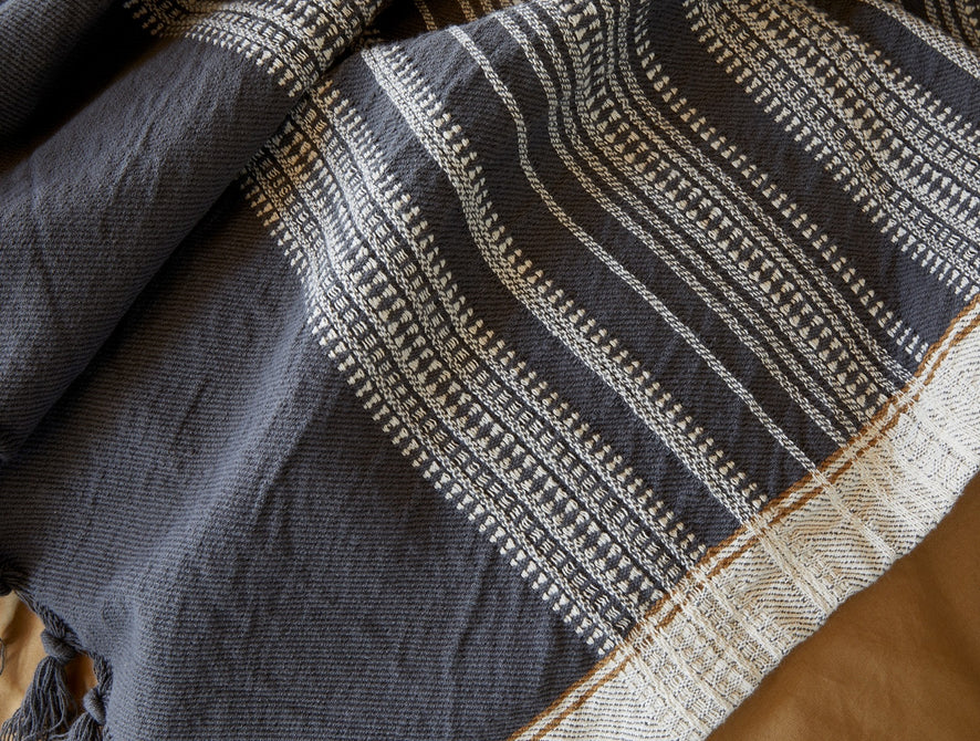 Inyo Organic Dobby Throw | Shadow