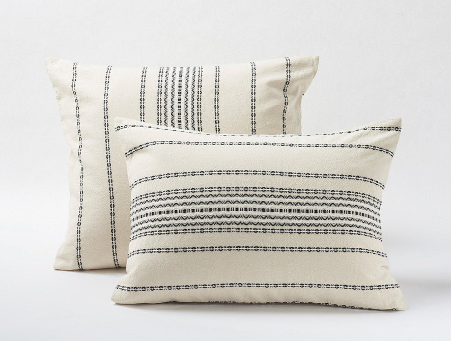 Rippled Stripe Duvet Set | Ivory w/ Black