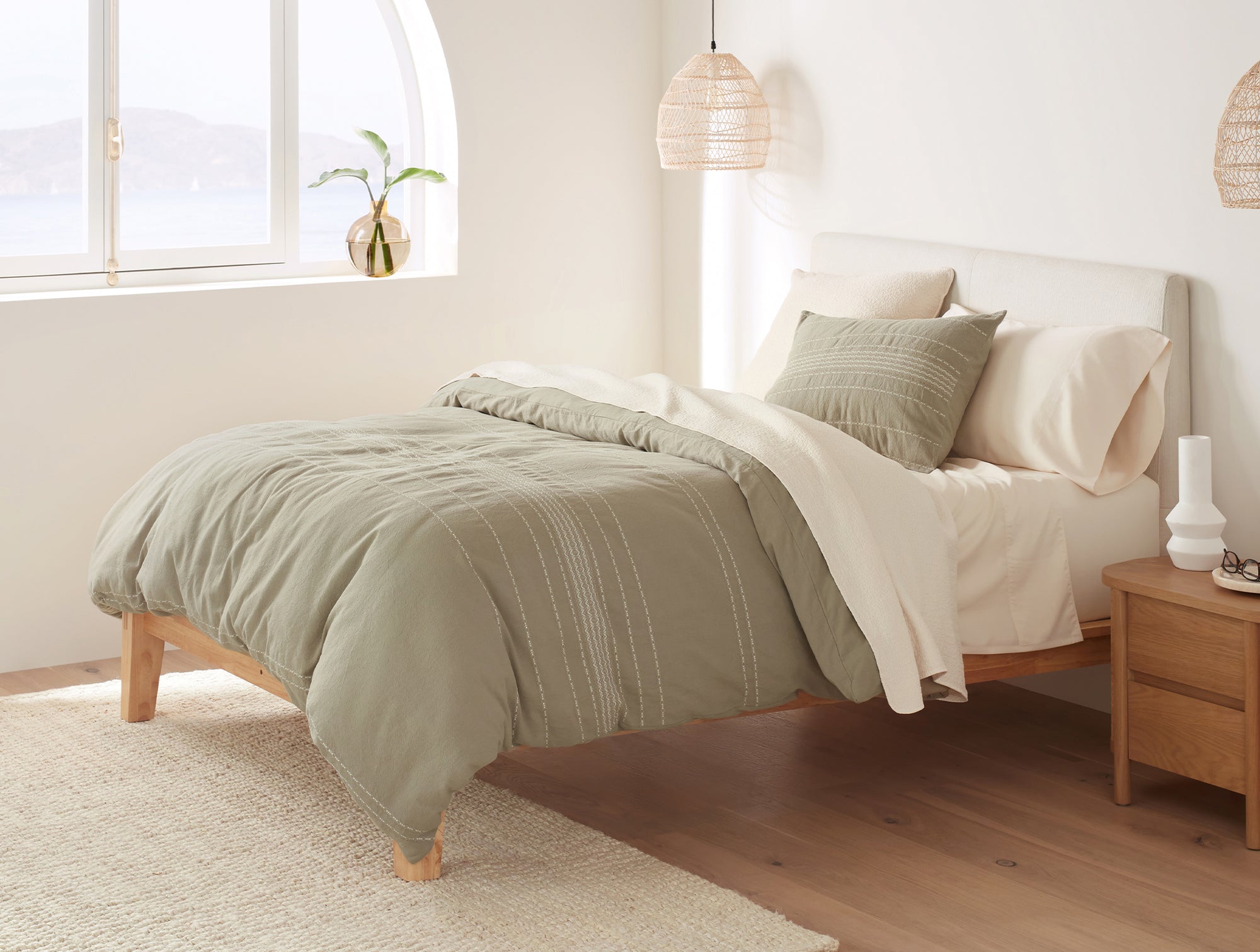 Rippled Stripe Organic Duvet Cover 